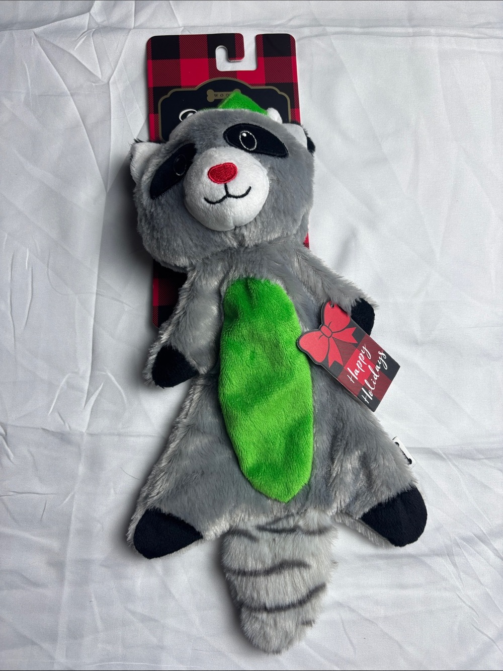 BNWT Woof Dog Toy. Raccoon w/Crinkle & Squeaker. 12”